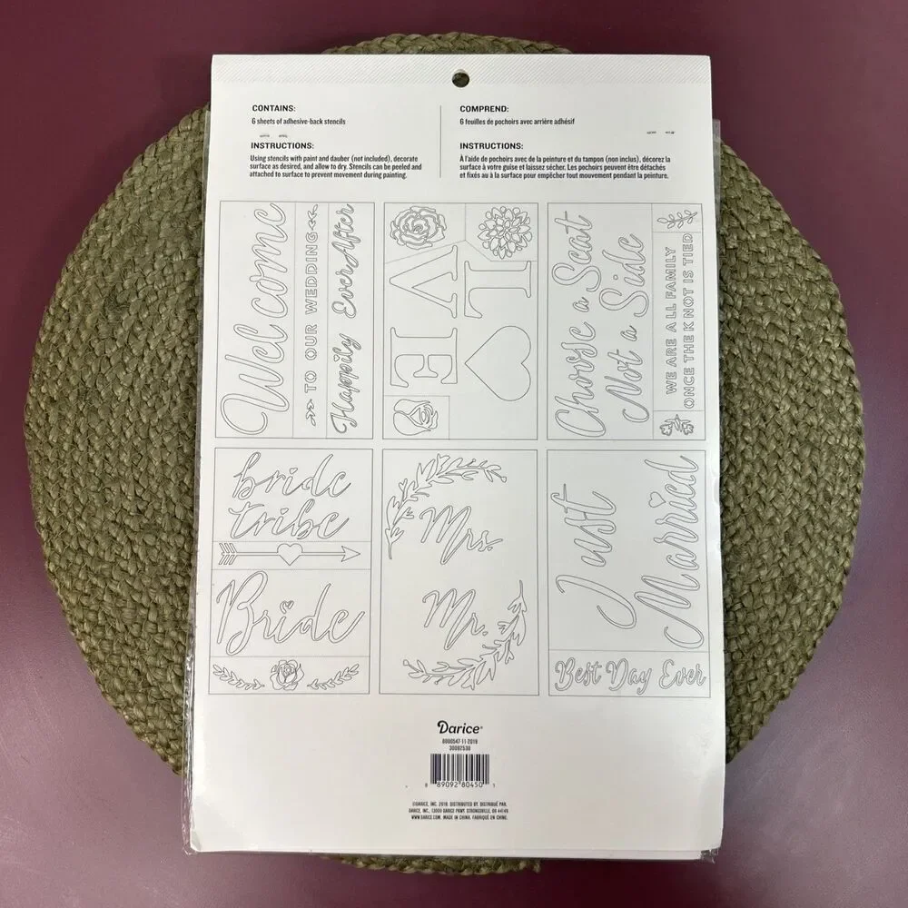 Darice Wedding Marriage Adhesive Back Stencils 6 Large Sheets 11x17” NEW